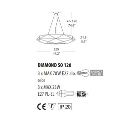 Подвесной светильник Morosini Diamond SO120 0461SO06BIIN