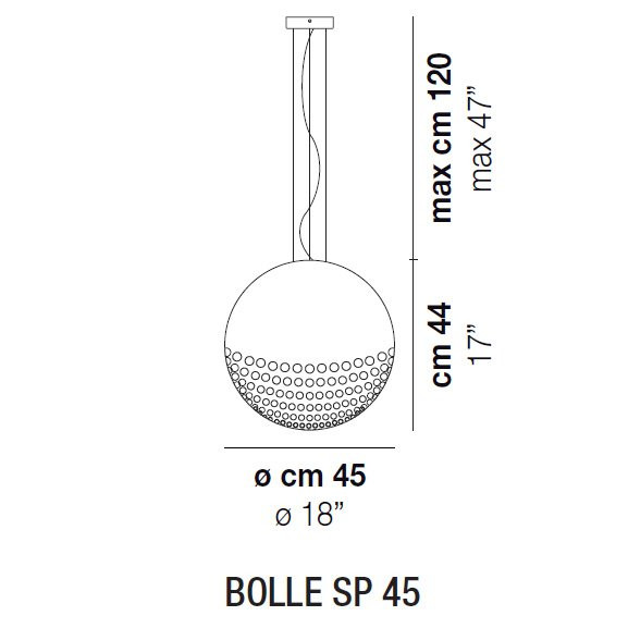 Подвесной светильник Vistosi Bolle SP 45 E27 CR/TR NI