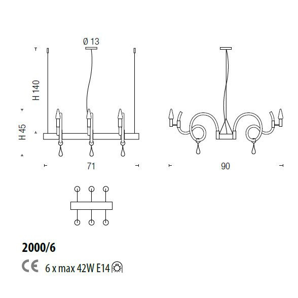 Люстра Sylcom Street 2000/6 CR