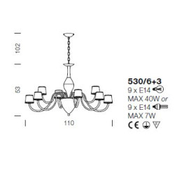 Люстра IDL Grace 530/6+3 gold+gold