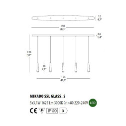 Подвесной светильник Morosini Mikado MIKADO S5L glass-S 0574SL07SAL3