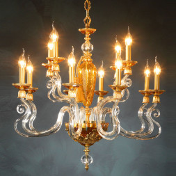 Люстра Euroluce Barocco L8+4 gold Amber