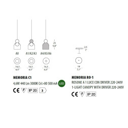 Подвесной светильник Evi Style Memoria C1-A6 / RO1 ES0263SO29A6L3+ES0260RO06