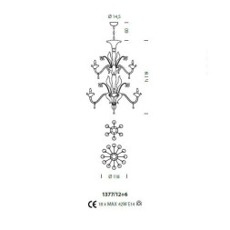 Люстра Sylcom Giustinian 1377/12+6 D FU.ORO