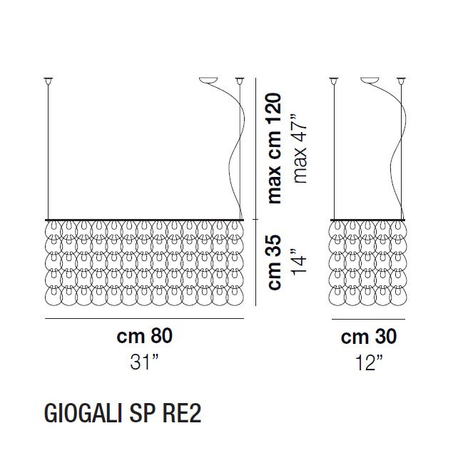 Подвесной светильник Vistosi Giogali SP RE2 E27 CR/TR CR