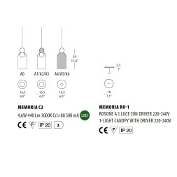 Подвесной светильник Evi Style Memoria C2-A2 / RO1 ES0264SO22A2L3+ES0260RO06