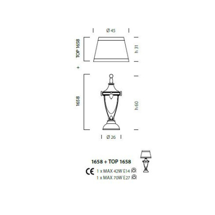 Настольная лампа Sylcom Impero 1658 ARG AV + TOP 1658 ARG
