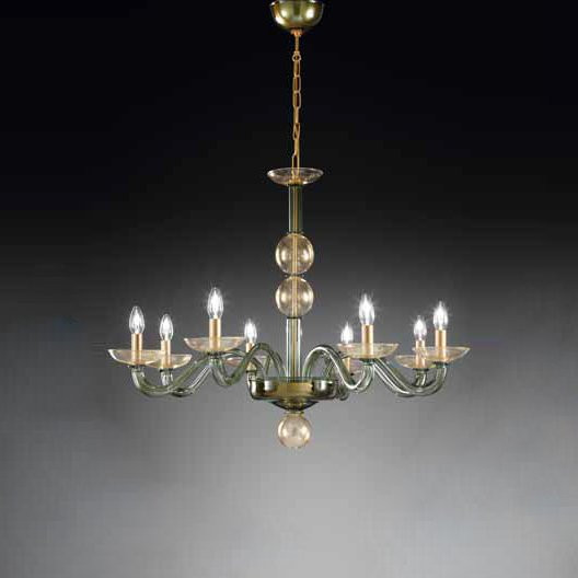 Люстра Vetri Lamp 1201/8 Verde scuro/Oro 24 Kt.
