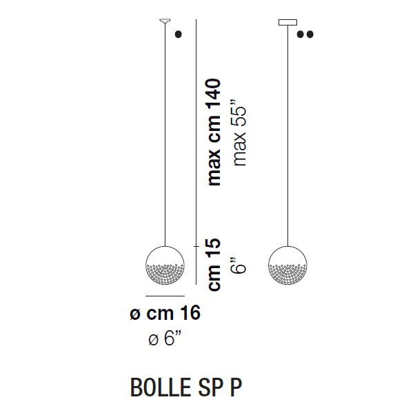 Подвесной светильник Vistosi Bolle SP P ALO BC NI