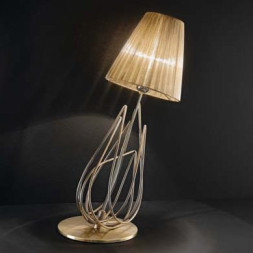 Настольная лампа IDL Flame 524/1L antique bronze+nickel brown organza