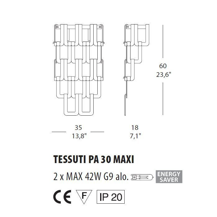 Настенный светильник Morosini Evi Style Tessuti PA 30 MAXI ES0110PA08BLAL