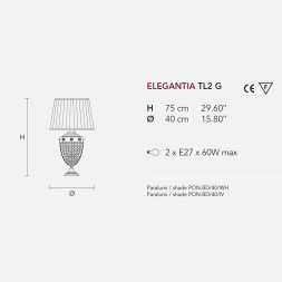 Настольная лампа Masiero Elegantia TL2G G04-G06 / PON/40/WH Half cut glass