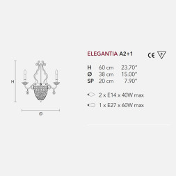 Бра Masiero Elegantia A2+1 G03-G05 Cut crystal