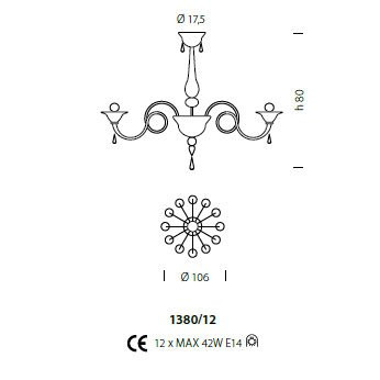 Потолочная люстра Sylcom Dolfin 1380/12 D CR.ORO