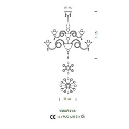 Потолочная люстра Sylcom Dolfin 1380/12+6 D CR.ORO