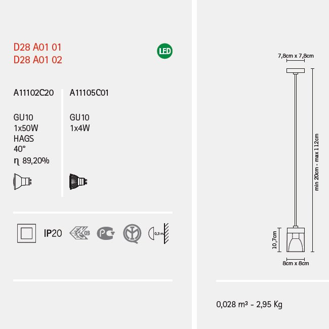 Подвесной светильник Fabbian Cubetto White Glass D28 A01 01