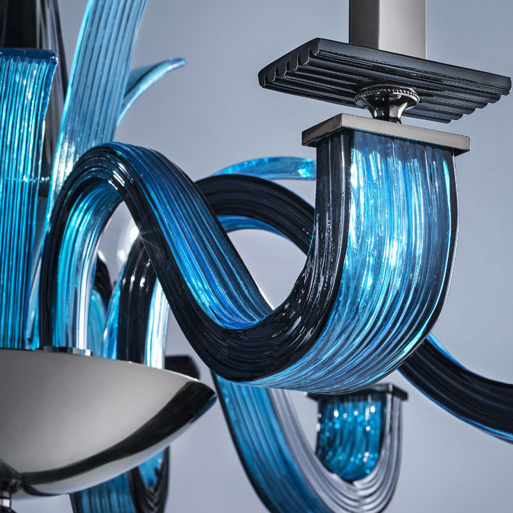 Люстра Euroluce Argo L8 nickel Aquamarine