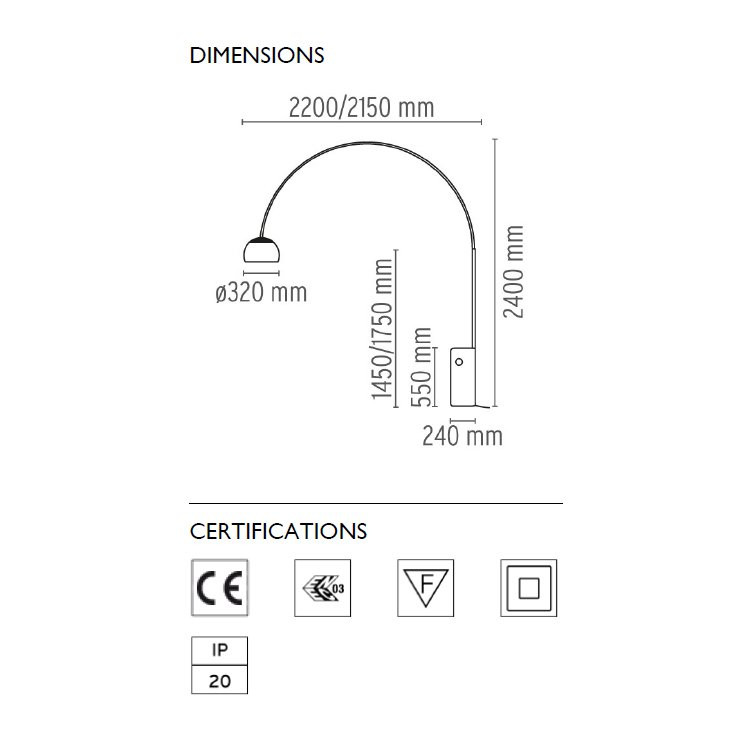 Торшер Flos Arco LED F0303000