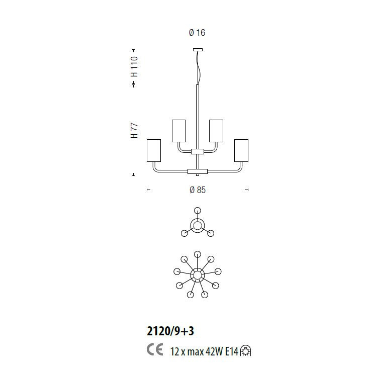 Люстра Sylcom Can Can 2120/9+3 BLAV