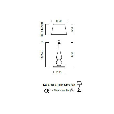Настольная лампа Sylcom Scrigno 1422/20 K CR + TOP 1422/20 ARG
