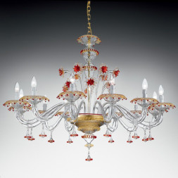 Люстра Vetri Lamp 922/12 Cristallo/Oro 24 Kt./Rosso