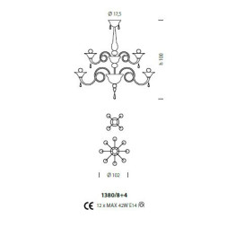 Потолочная люстра Sylcom Dolfin 1380/8+4 K CR.CR