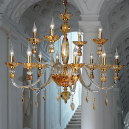 Люстра Euroluce Bloom L8+4 Gold Amber