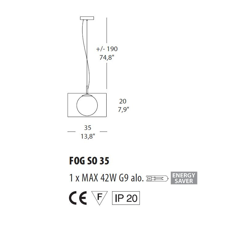 Подвесной светильник Morosini Fog SO 35 0203SO08NOAL