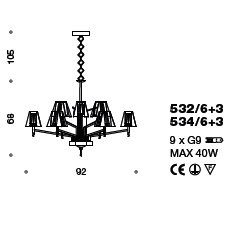 Люстра IDL Prestige 532/6+3 pure steel