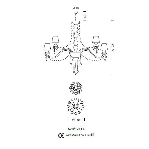 Люстра Sylcom Michiel 670/12+12 K BL