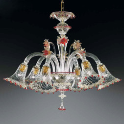 Люстра Vetri Lamp 923/6 Cristallo/Oro 24Kt/Rosso