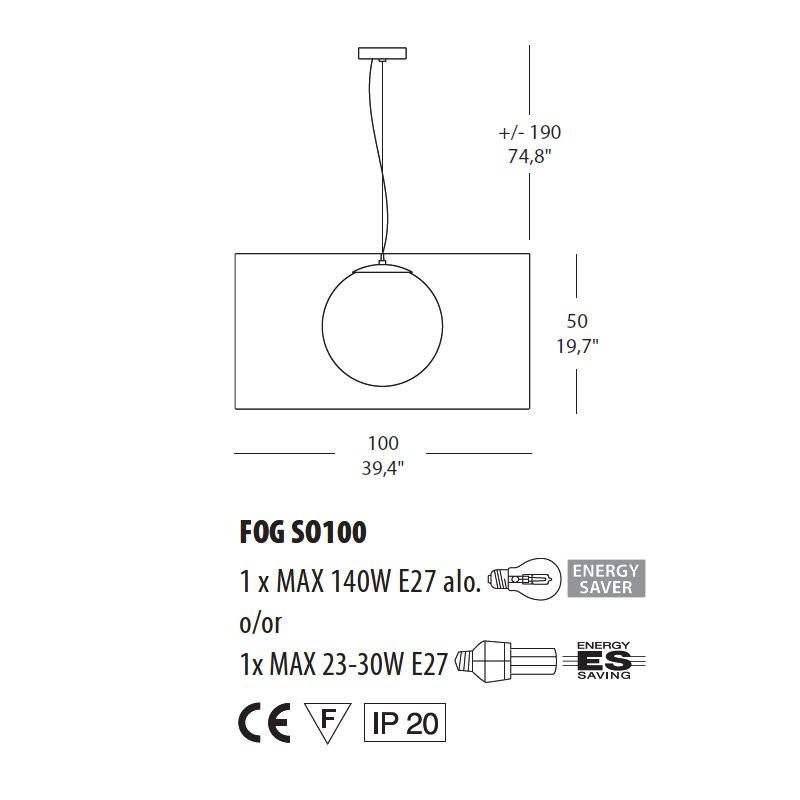 Подвесной светильник Morosini Fog SO 100 0205SO08MKIN