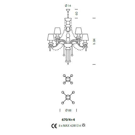 Люстра Sylcom Michiel 670/4+4 K DEN