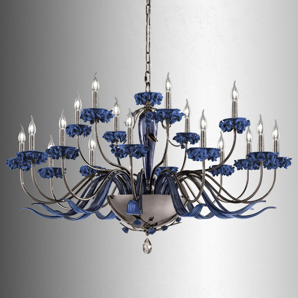 Люстра Euroluce Bora L12+6 Nichel Blue