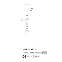 Подвесной светильник Evi Style San Marco SO1 P ES0630SO04AMAL