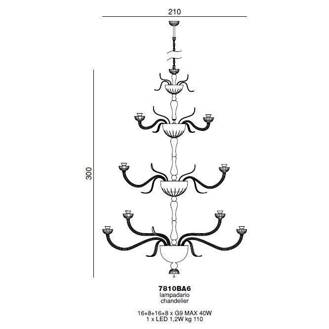 Люстра Beby Garden Party 7810BA6 Gold Multi glass SW Jet Turquoise