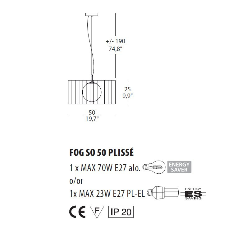 Подвесной светильник Morosini Evi Style Fog Plisse SO50 0210SO08MKIN