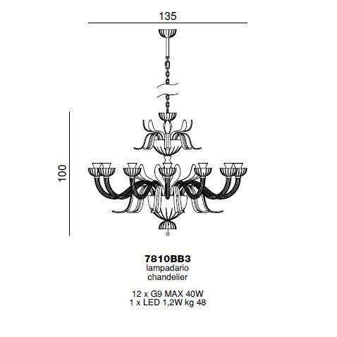 Люстра Beby Garden Party 7810BB3 Chrome Turquoise Capri SW Jet Turquoise