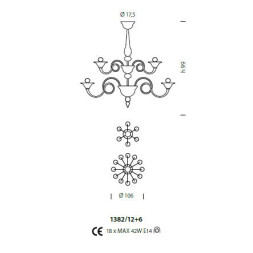 Потолочная люстра Sylcom Dolfin 1382/12+6 K BL.CR