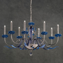 Люстра Euroluce Bora L8 Nichel Blue