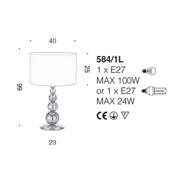 Настольная лампа IDL Vanity 584/1L steel+bronze ivory