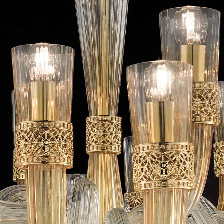 Люстра Euroluce Dea L12+6+6 gold Ambra