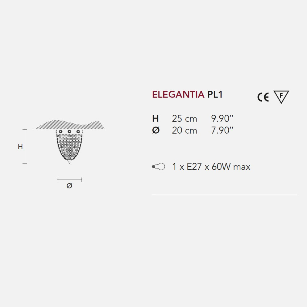 Потолочный светильник Masiero Elegantia PL1 G03-G05 Swarovski elements