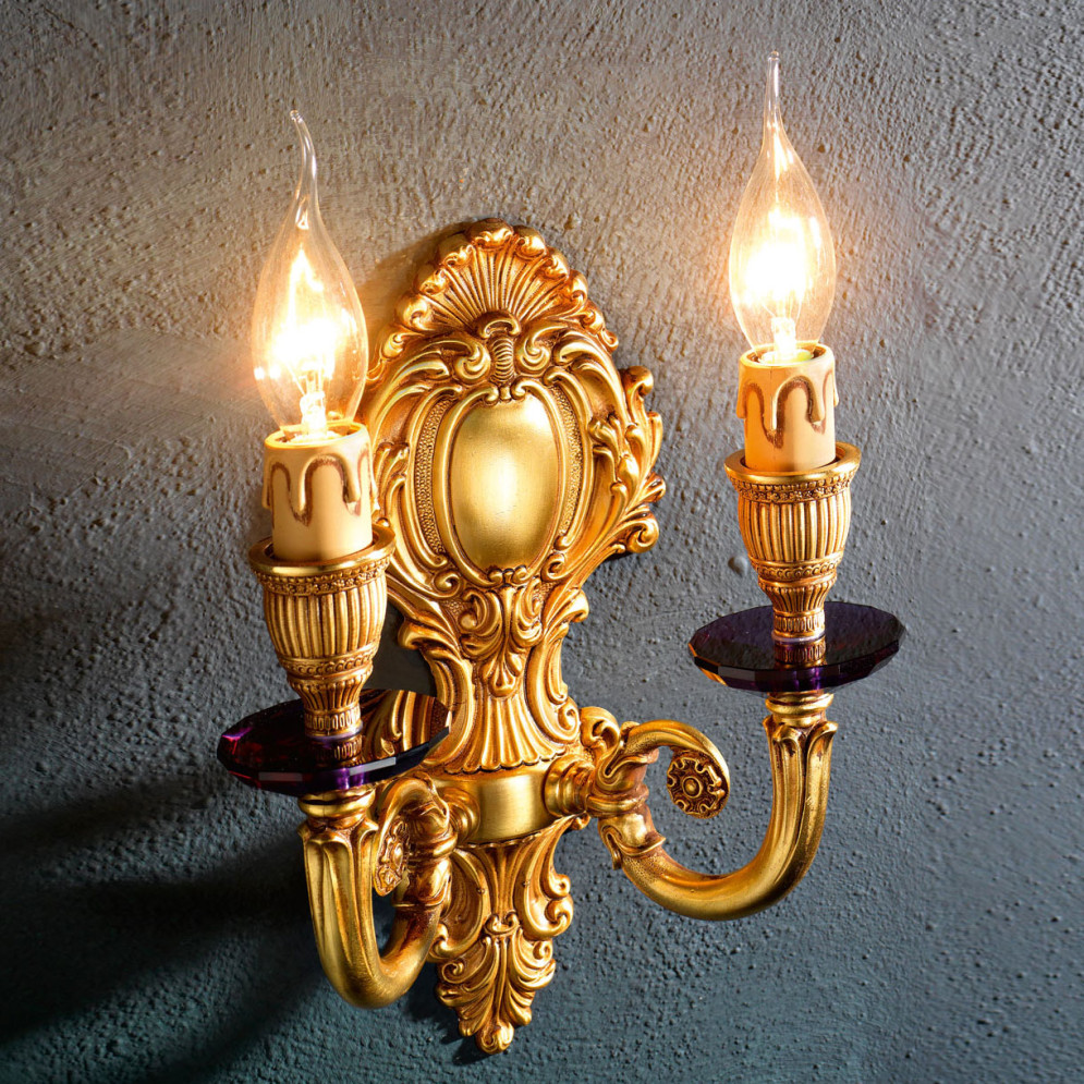 Бра Euroluce Luigi XV A2 gold Amethyst
