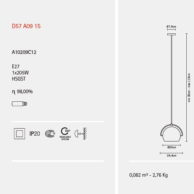 Подвесной светильник Fabbian Beluga Steel D57 A09 15