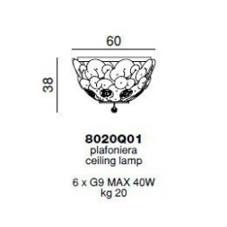 Потолочный светильник Beby Group Mademoiselle Corolle 8020Q01 Light gold Trasparent graniglia Glass