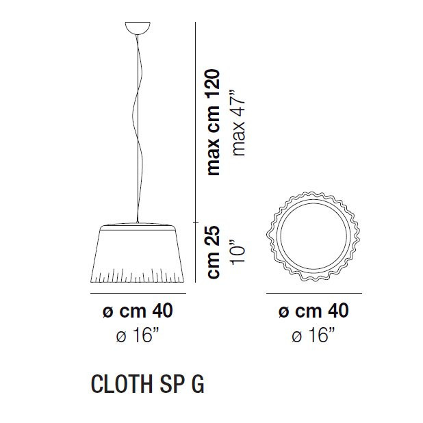 Подвесной светильник Vistosi Cloth SP G E27 BC/CM CR
