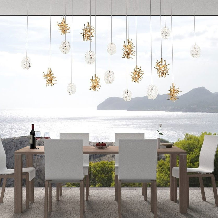 Потолочный светильник IDL Stardust 608SR/10+8 light gold + transparent and light gold