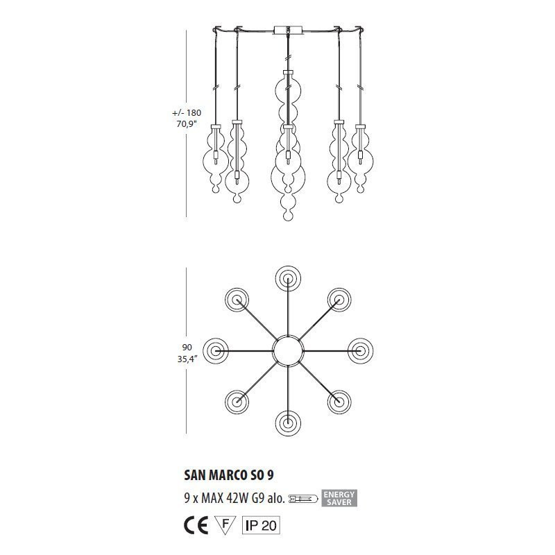 Подвесной светильник Evi Style San Marco SO9 ES0637SO04FUAL