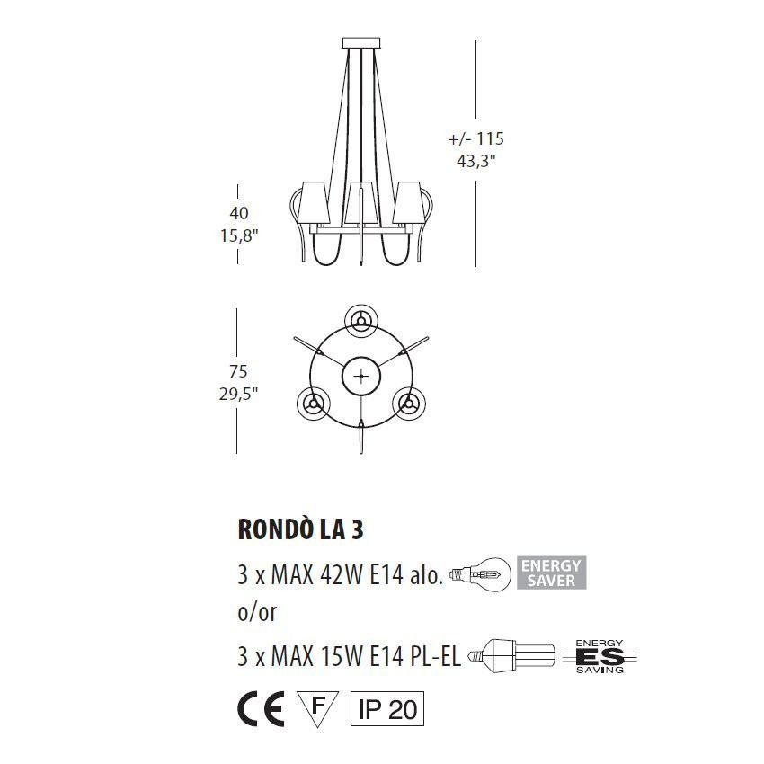 Люстра Evi Style Rondo&#039; LA3 ES0180LA04AVAL